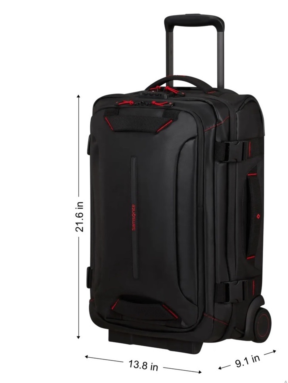 Samsonite ECODIVER WHEELED Black Carry-On Roller with Red Trim - Picture 4 of 5